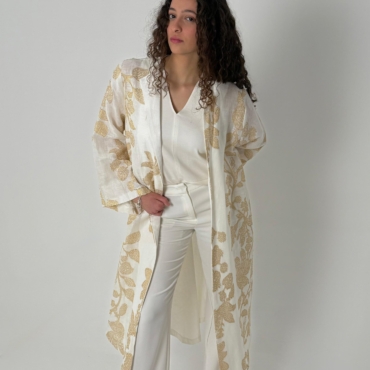 white and gold modern abaya