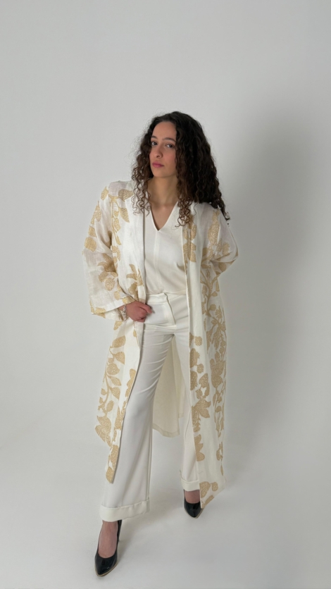 white and gold modern abaya
