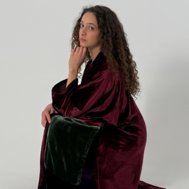 Red dress with colored abaya