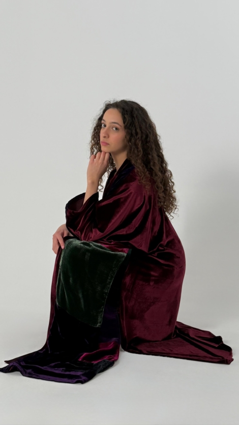 Red dress with colored abaya